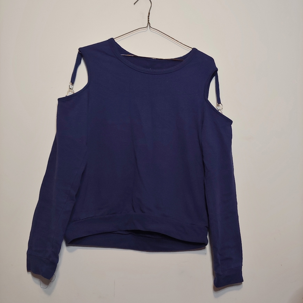 Purple long sleeve with chains on the shoulders